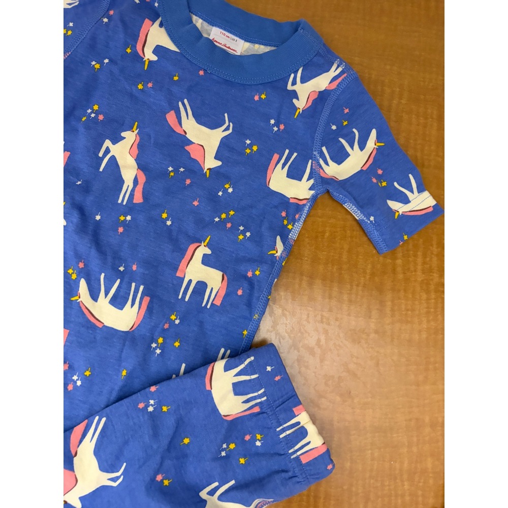 Hanna Andersson Kids Blue Unicorn Organic Cotton Short Pajama Set Size 110 US 5